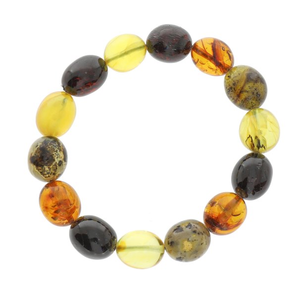 Unik Ravarmbnd Med Forskellige Olivenformet Ravperler