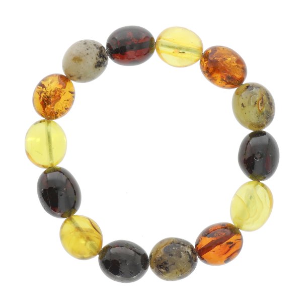 Unik Ravarmbnd Med Forskellige Olivenformet Ravperler