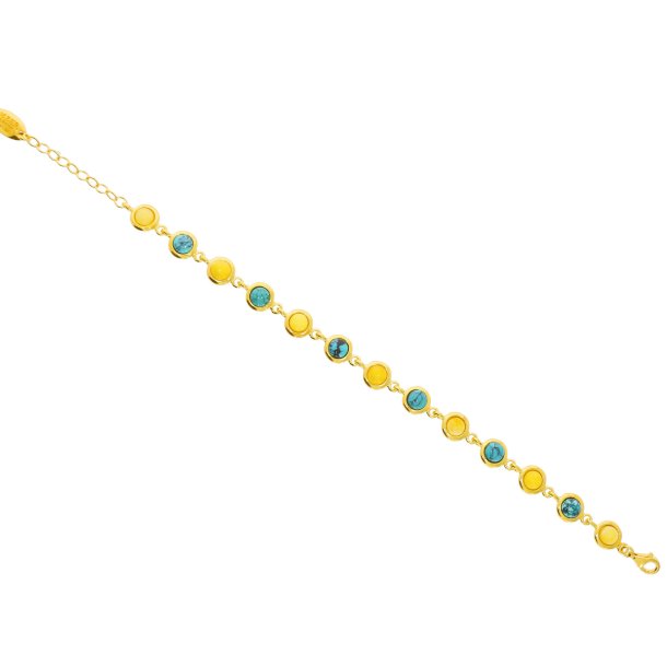 Fin Forgyldt Mlkerav Og Turkis Armbnd 