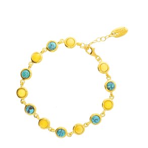 Fin Forgyldt Mlkerav Og Turkis Armbnd 