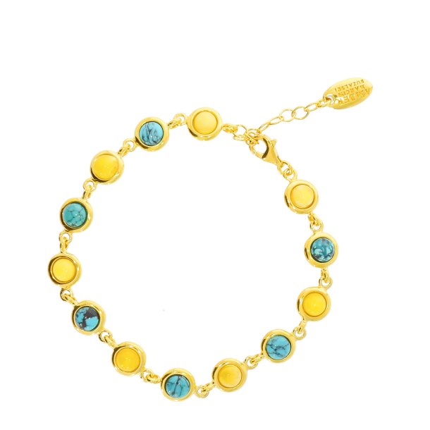 Fin Forgyldt Mlkerav Og Turkis Armbnd 