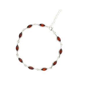 Yndig Slvarmbnd Med Bladeformet Ravelementer