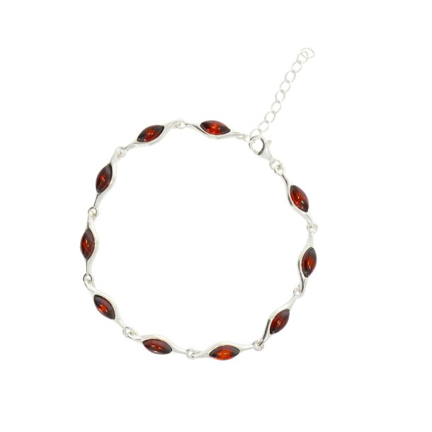 Yndig Slvarmbnd Med Bladeformet Ravelementer