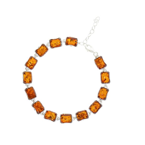 Yndig Firkantet Slvarmbnd Med Rav