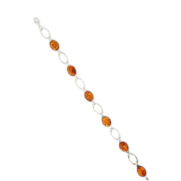 Yndig Slvarmbnd Med Bladeformet Ravelementer