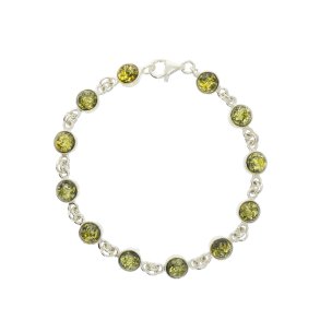 Yndig Slvarmbnd Med Grnt Rav