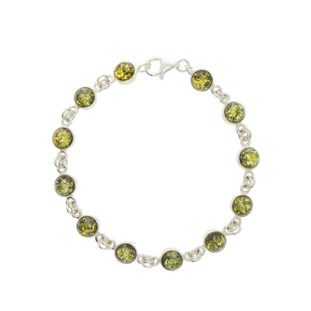 Yndig Slvarmbnd Med Grnt Rav