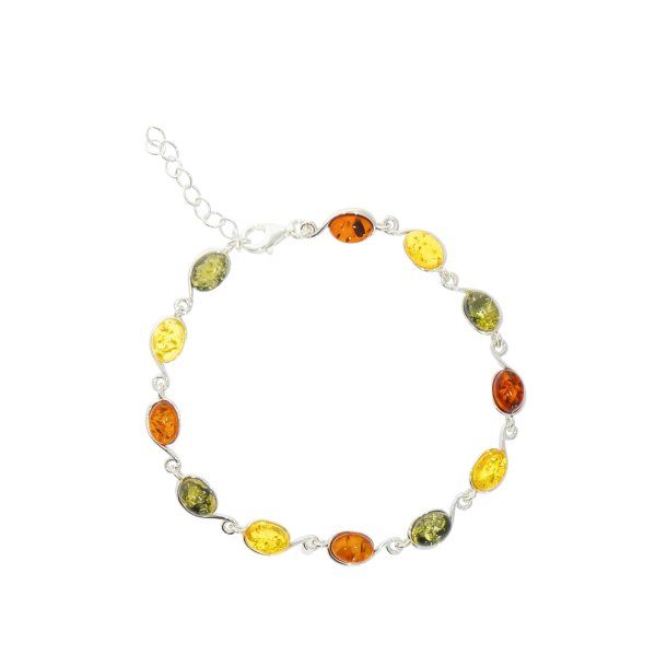 Yndig Slvarmbnd Med De Fineste Rav Elementer