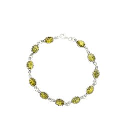 Fin Slvarmbnd Med Ovale Rav Elementer