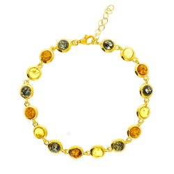 Fin Forgyldt trefarvet gte rav Armbnd 