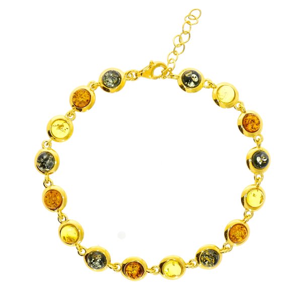 Fin Forgyldt trefarvet gte rav Armbnd 