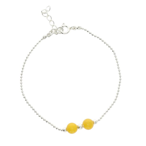 Delikat Slvarmbnd Med runde kugler af Rav Elementer