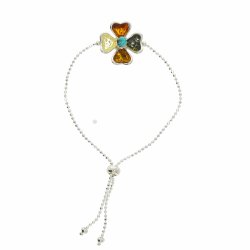 Fireklver armbnd i forskellige farver af rav, turkis og slv 