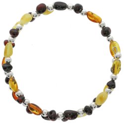 Drahtarmband verziert mit echten Bernsteinperlen