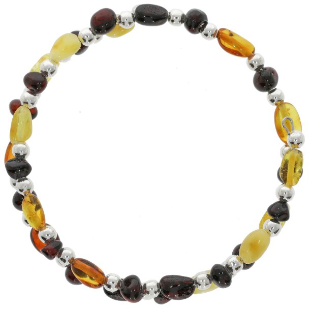 Drahtarmband verziert mit echten Bernsteinperlen