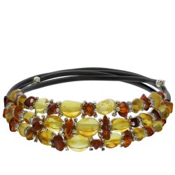 Drahtarmband verziert mit echten Bernsteinperlen