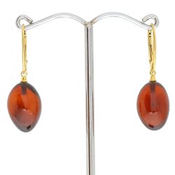 Rav reringe med guld farve lse / Amber earrings with golden color clasp