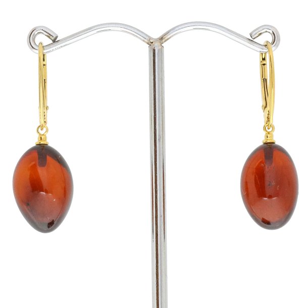 Rav reringe med guld farve lse / Amber earrings with golden color clasp