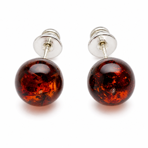 Ohrstecker aus echtem Bernstein in Kirschrot und Sterlingsilber .925 