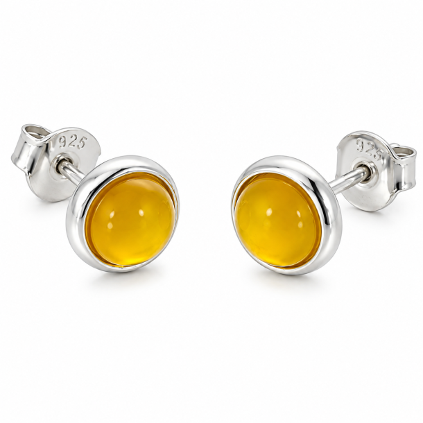 Runde M�lkeravs �reringe / Amber earrings 