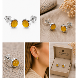 Runde M�lkeravs �reringe / Amber earrings 