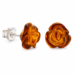 Rose �restikker af �gte rav og Sterling s�lv . 925 