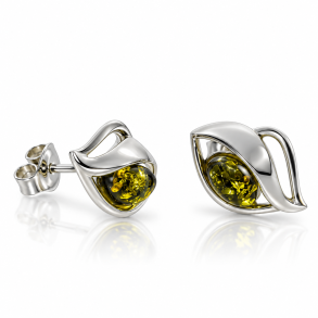 Elegante Rav�reringe med Gr�n Rav i 925 Sterling S�lv