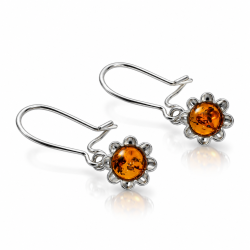 Sm� Blomster Rav�reringe i 925 Sterling S�lv � Cognac Rav