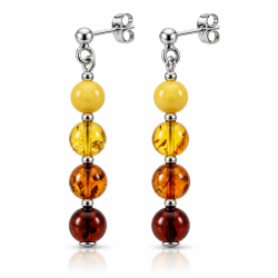 Lange Rav�reringe i 925 Sterling S�lv � Fire Farver �gte Rav
