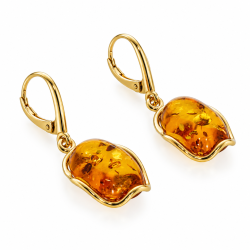 Klassiske H�ndlavet Ovale Rav �reringe i 925 Sterling S�lv � Cognac Rav