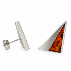 Moderne Trekantede Rav �restikker i Cognac Rav og 925 Sterling S�lv