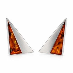 Moderne Trekantede Rav �restikker i Cognac Rav og 925 Sterling S�lv