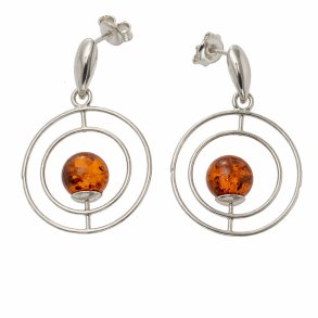 Moderne Ohrringe mit echtem baltischen Bernstein im eleganten Kreisdesign aus Sterling Silber