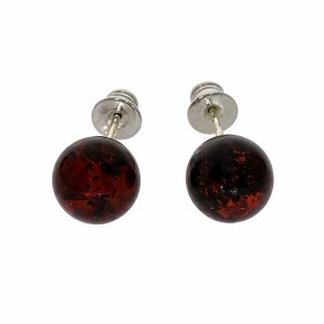 Ohrstecker aus echtem Bernstein in Kirschrot und Sterlingsilber .925 