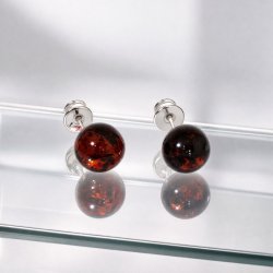 �restikker af �gte rav kirseb�rr�d og Sterling s�lv .925 