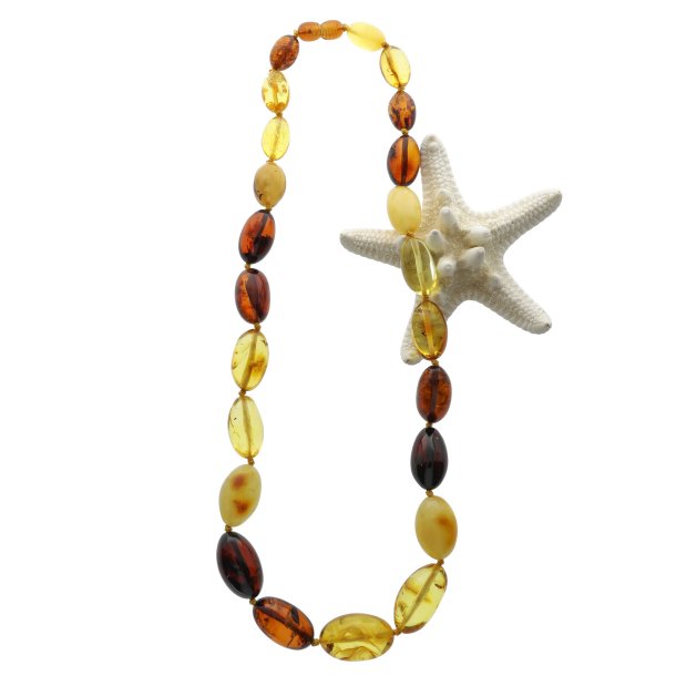 Oliven fomet gte Vestehvet  Rav kde / Nortthe Sea Amber Necklaces / Nordsee Bernstein Kette