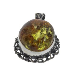 Hndlavet unikt stor Rav vedhng / Echte Bernstein Anhenger