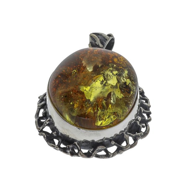 Hndlavet unikt stor Rav vedhng / Echte Bernstein Anhenger