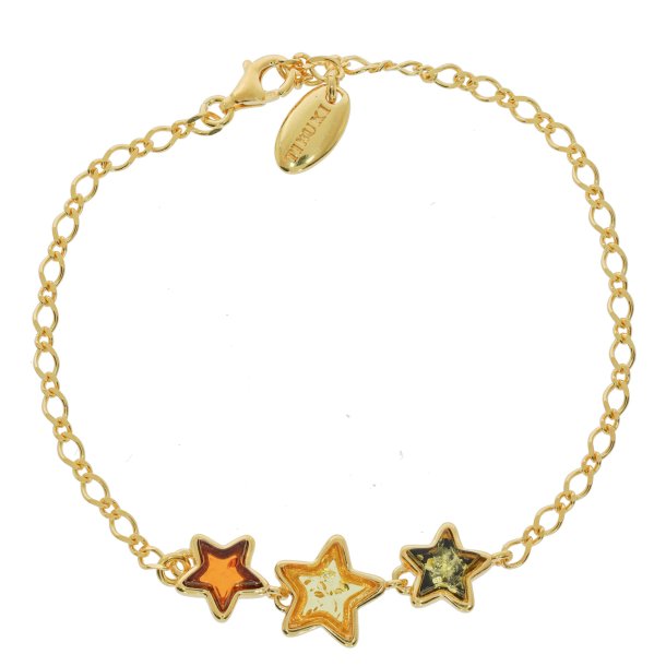 Stjerner fra Himlen - Fin Forgyldt Armbnd Med Rav Elementer