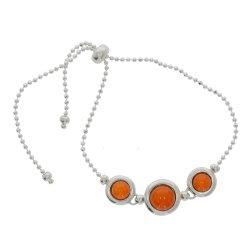 Sterling Slv Armbnd Med Rdlige Rav Elementer