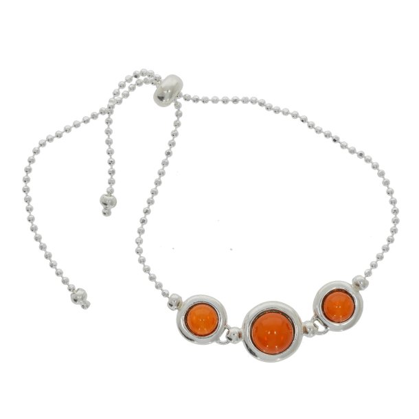 Sterling Slv Armbnd Med Rdlige Rav Elementer