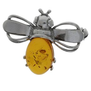 Sd Bi Broche I Slv Og Rav