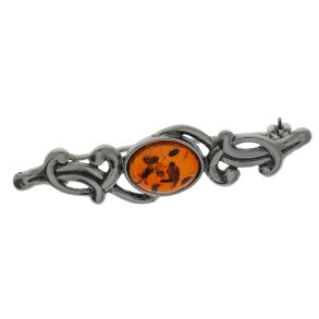 Keltisk Broche I gte Rav Og Slv