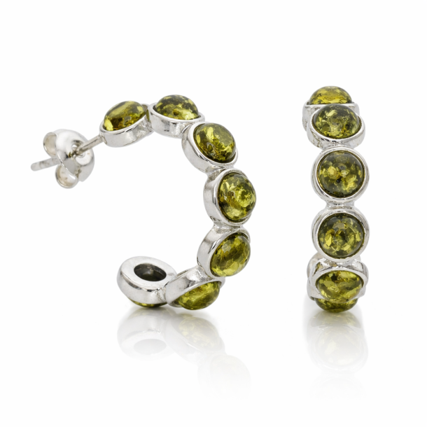 Creoler - Kreoler gr�n med �gte rav og .925 s�lv