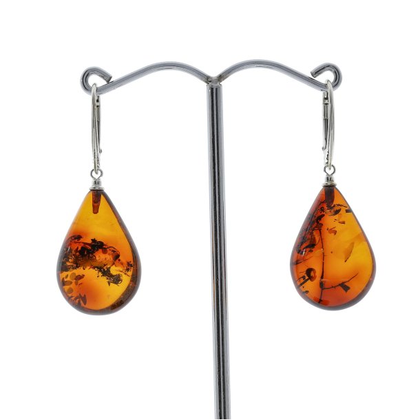 Tropfenf�rmige Ohrringe aus echtem Bernstein