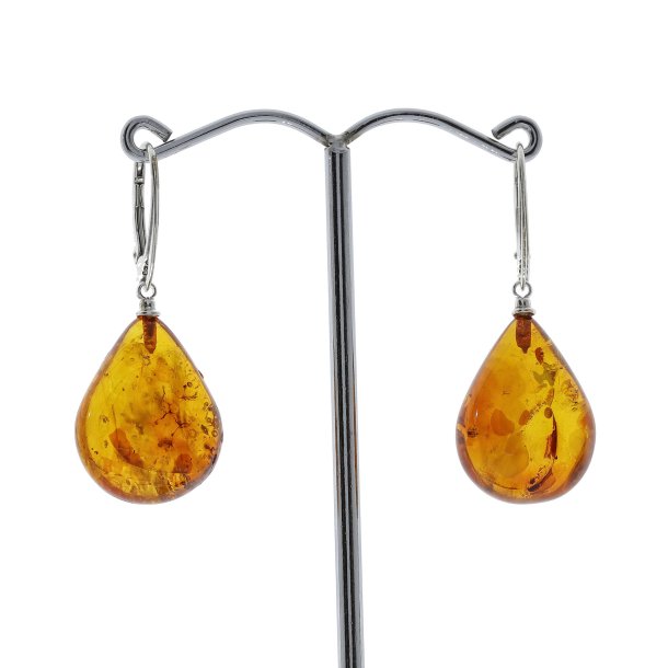 Tropfenf�rmige Ohrringe aus echtem Bernstein