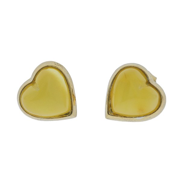 Mlkeravshjerter I Forgyldt Slv Og Rav