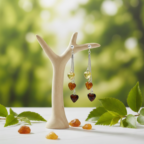 H�ngende Herz Ohrringe aus echtem Bernstein