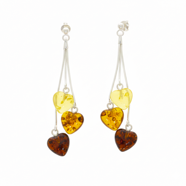 H�ngende Herz Ohrringe aus echtem Bernstein