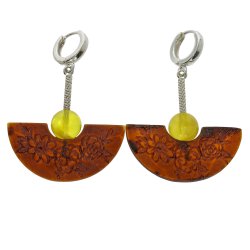 Dragefan  moderne, ikke poleret  gte rav og slv reringe 